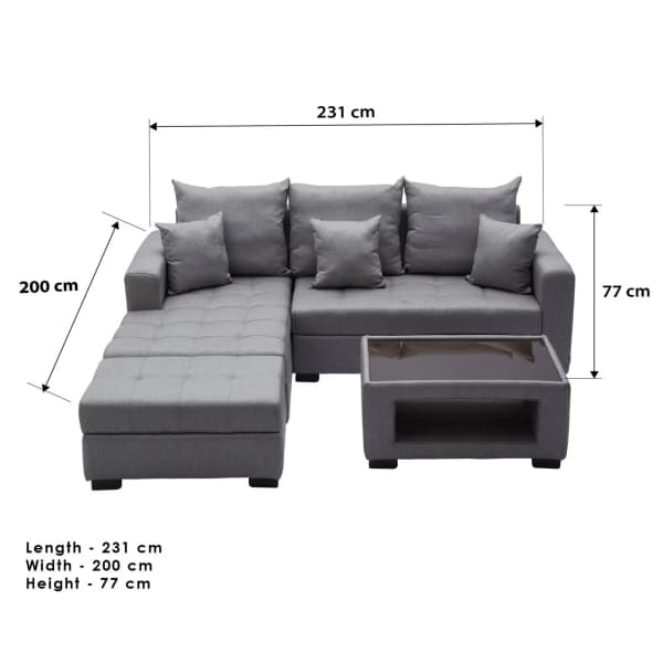 GAYNOUR L-Shape Fabric Sofa